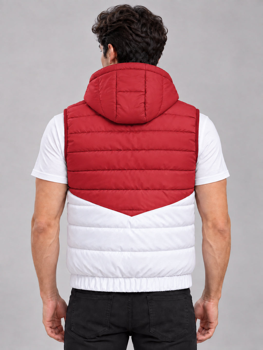 ZYRONA X LIZBEE Men's Dual-Tone Hooded Sleeveless Puffer Jacket