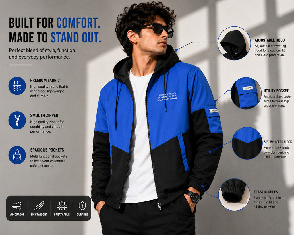 ZYRONA Men Colorblock Casual Jacket
