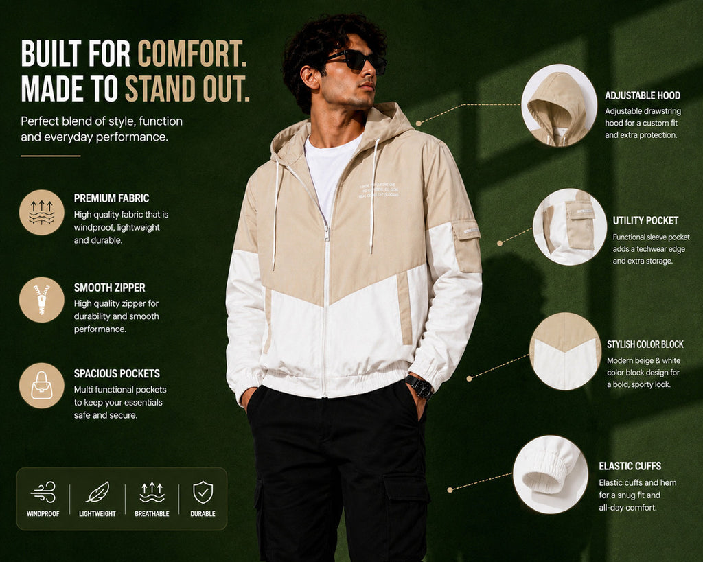 ZYRONA Men Colorblock Casual Jacket