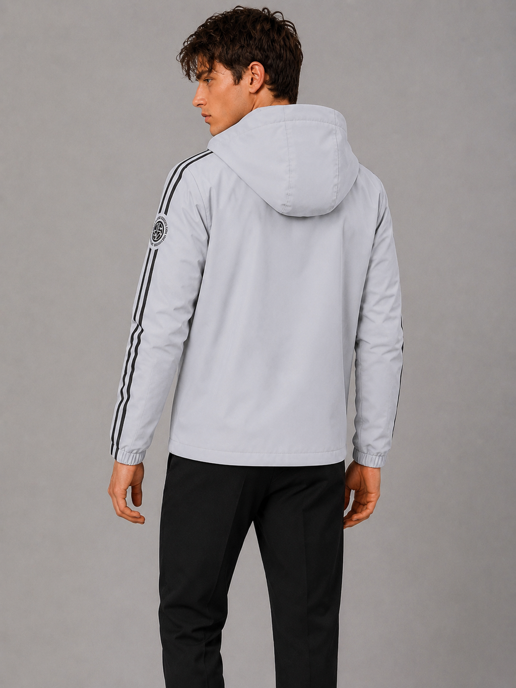 Zyrona Men's Solid Hooded Windbreaker Jacket