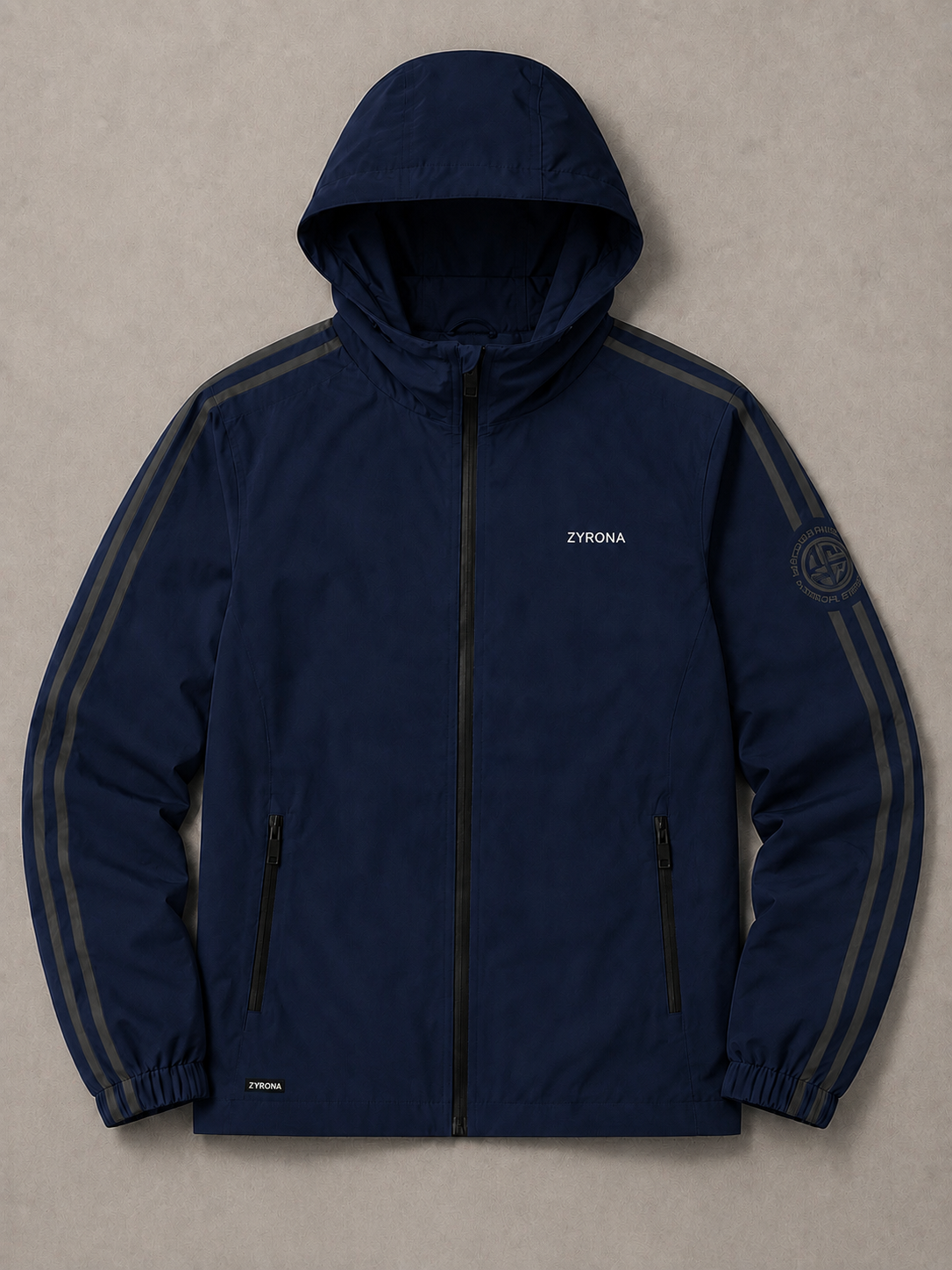 Zyrona Men's Solid Hooded Windbreaker Jacket