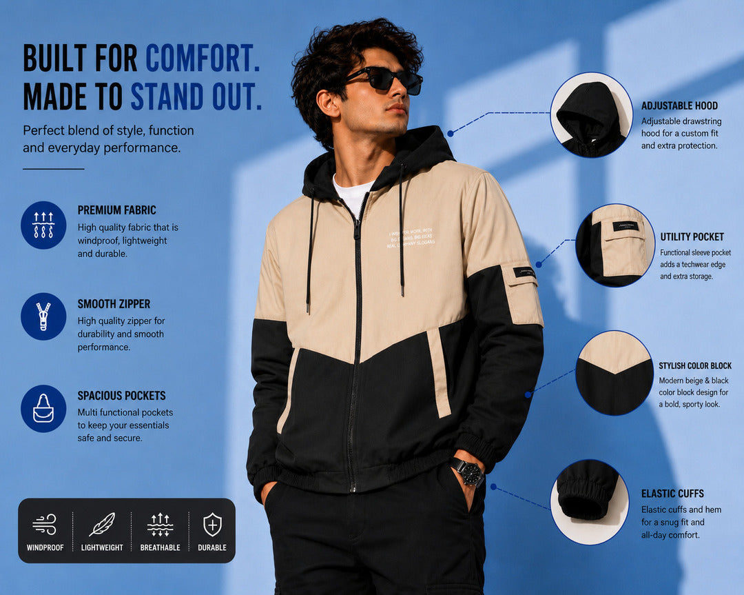 ZYRONA Men Colorblock Casual Jacket