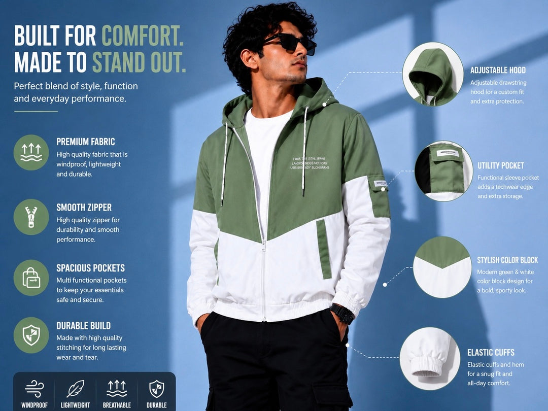 ZYRONA Men Colorblock Casual Jacket