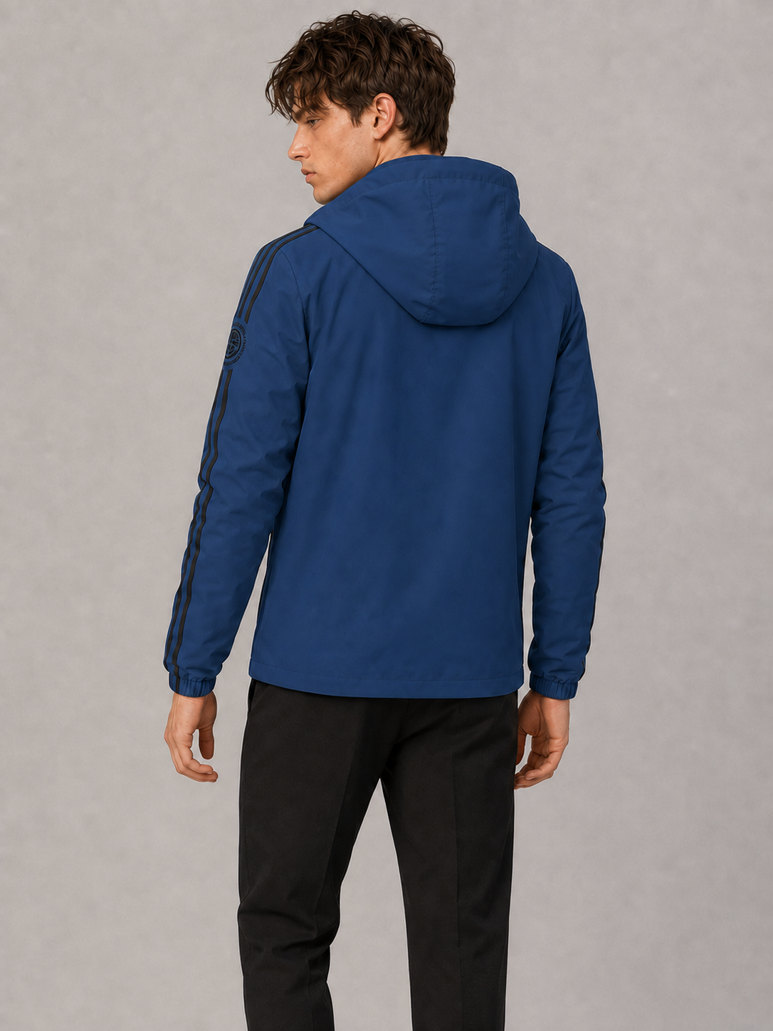 Zyrona Men's Solid Hooded Windbreaker Jacket
