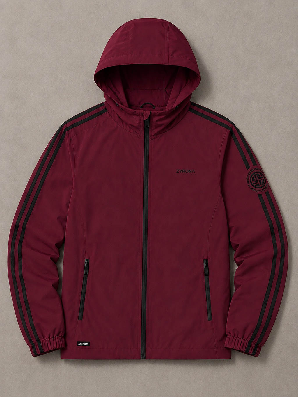 Zyrona Men's Solid Hooded Windbreaker Jacket