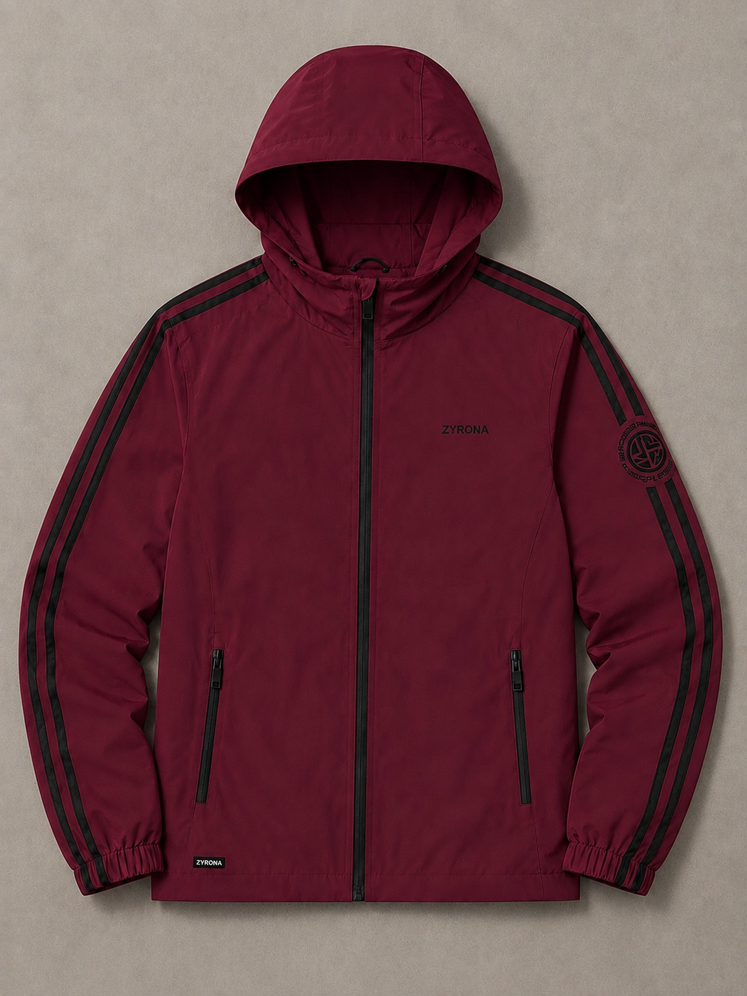 Zyrona Men's Solid Hooded Windbreaker Jacket
