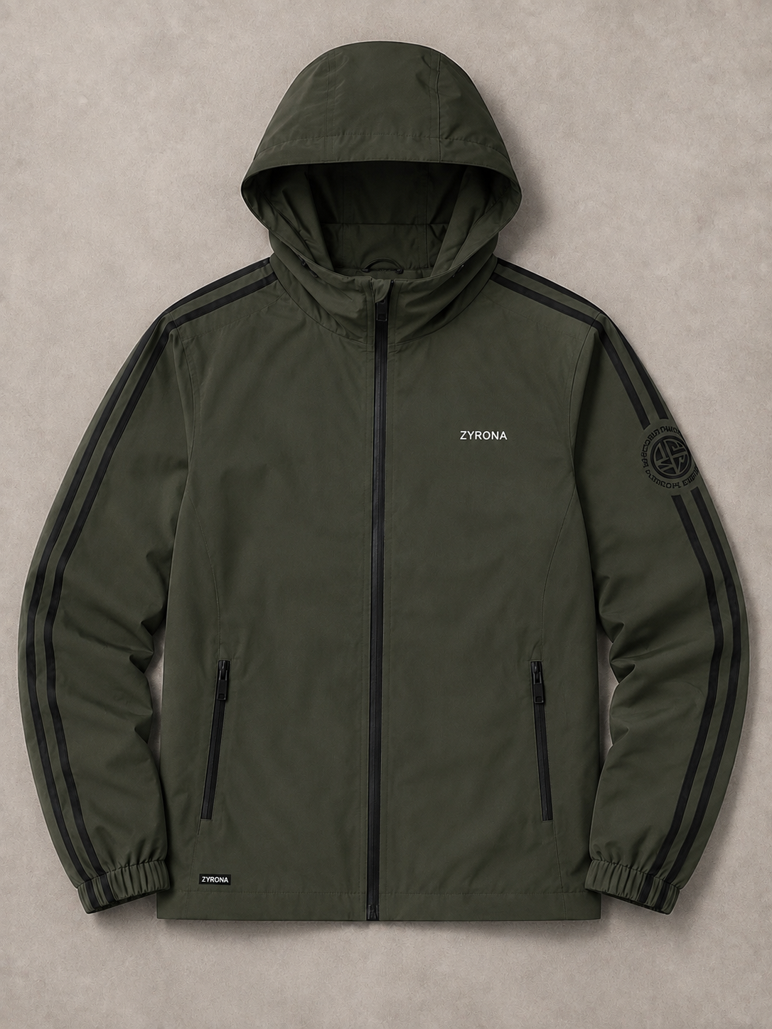 Zyrona Men's Solid Hooded Windbreaker Jacket