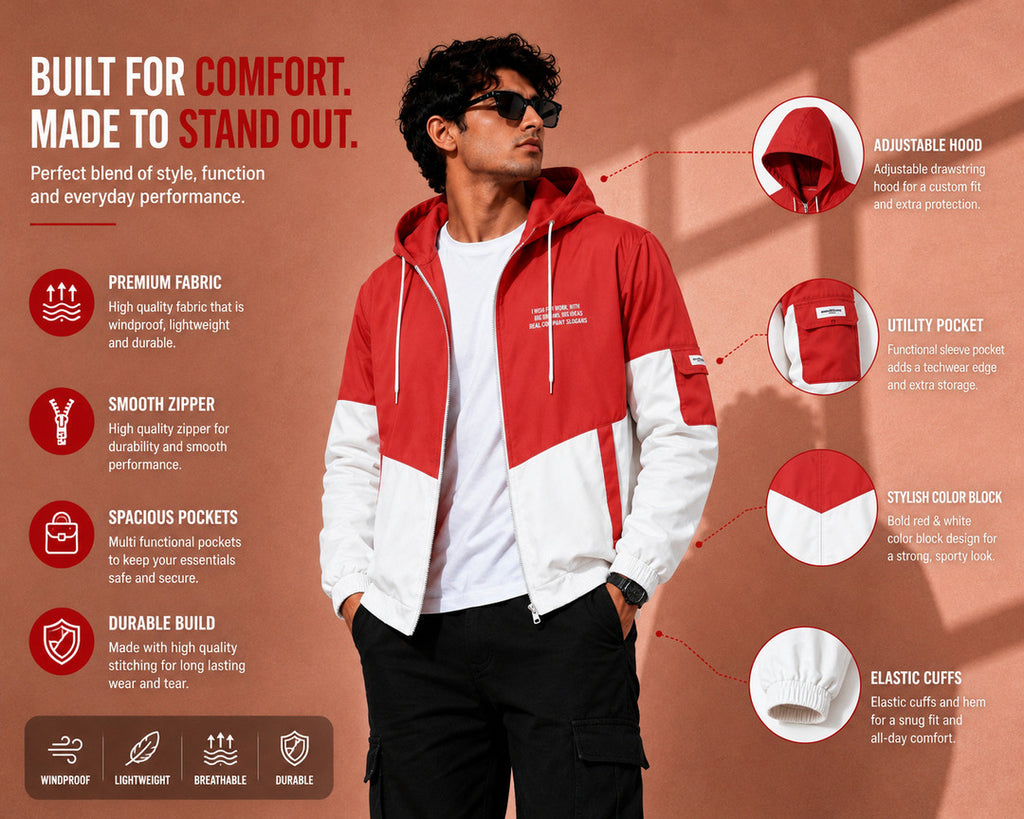ZYRONA Men Colorblock Casual Jacket