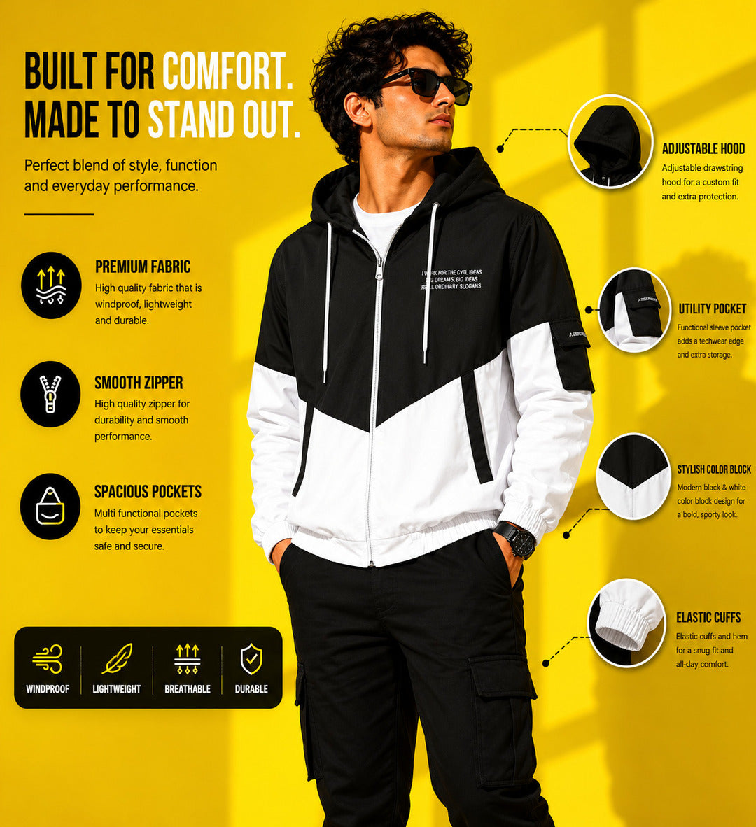 ZYRONA Men Colorblock Casual Jacket