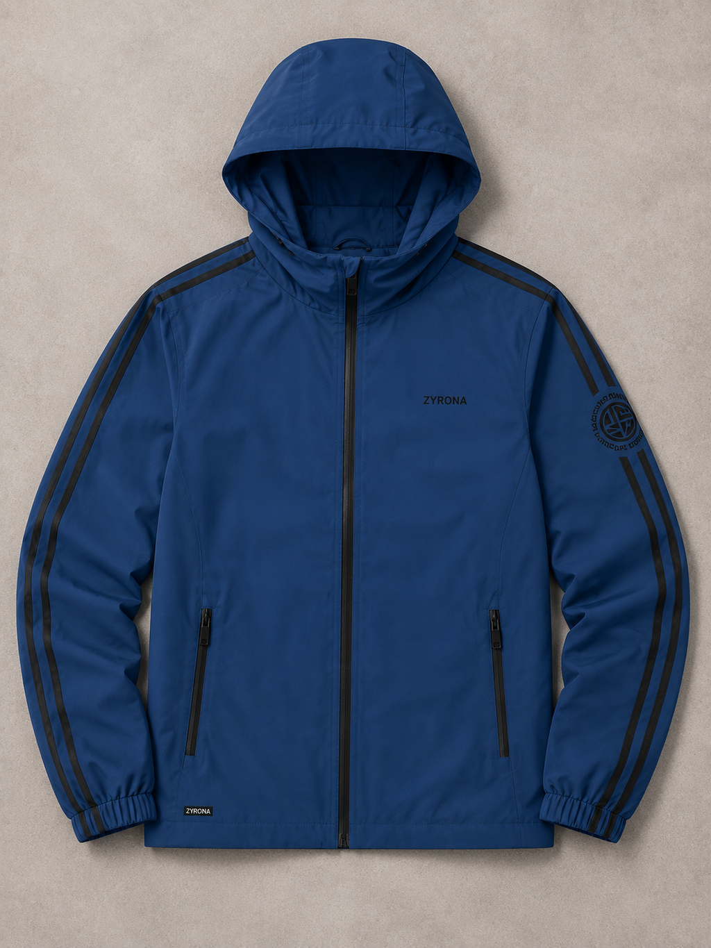 Zyrona Men's Solid Hooded Windbreaker Jacket