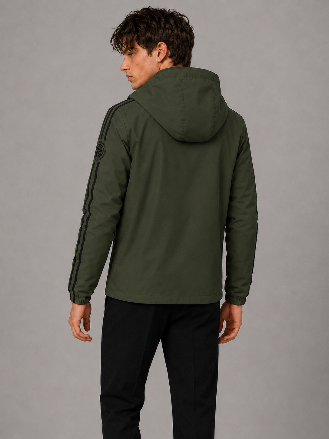 Zyrona Men's Solid Hooded Windbreaker Jacket