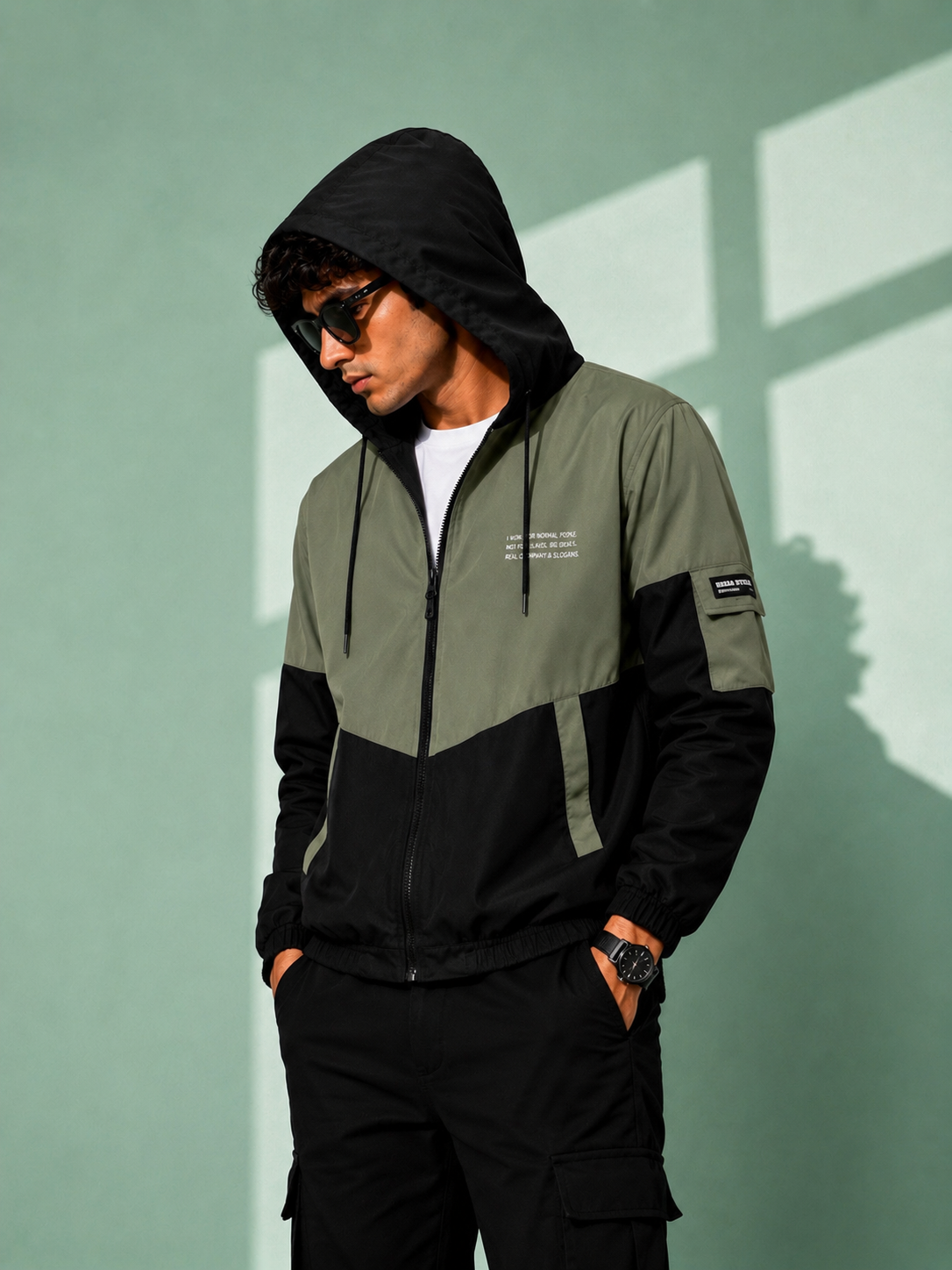 ZYRONA Men Colorblock Casual Jacket