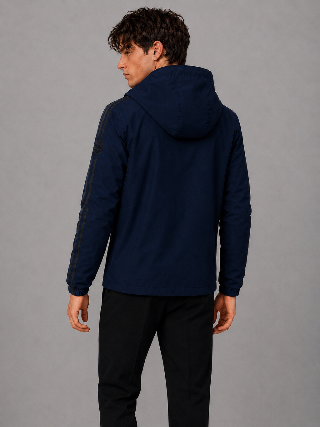 Zyrona Men's Solid Hooded Windbreaker Jacket