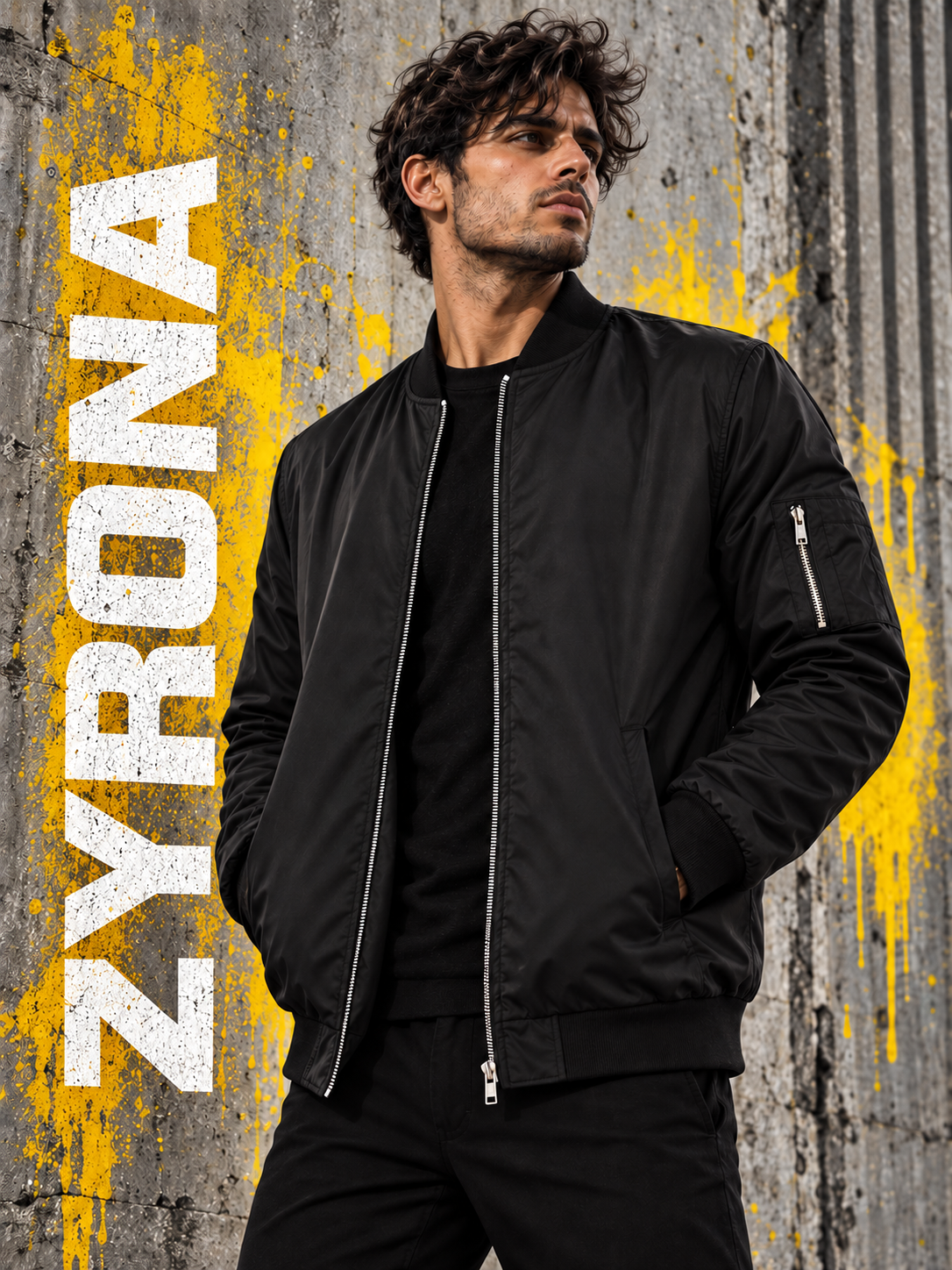 ZYRONA Men Sleeve Zipper Casual Jacket
