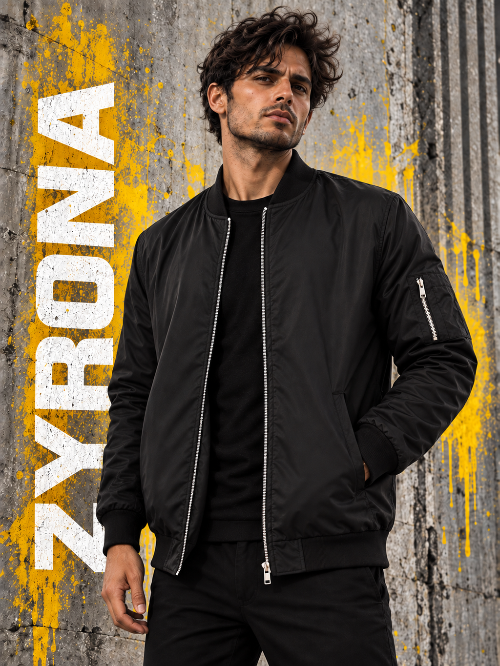 ZYRONA Men Sleeve Zipper Casual Jacket