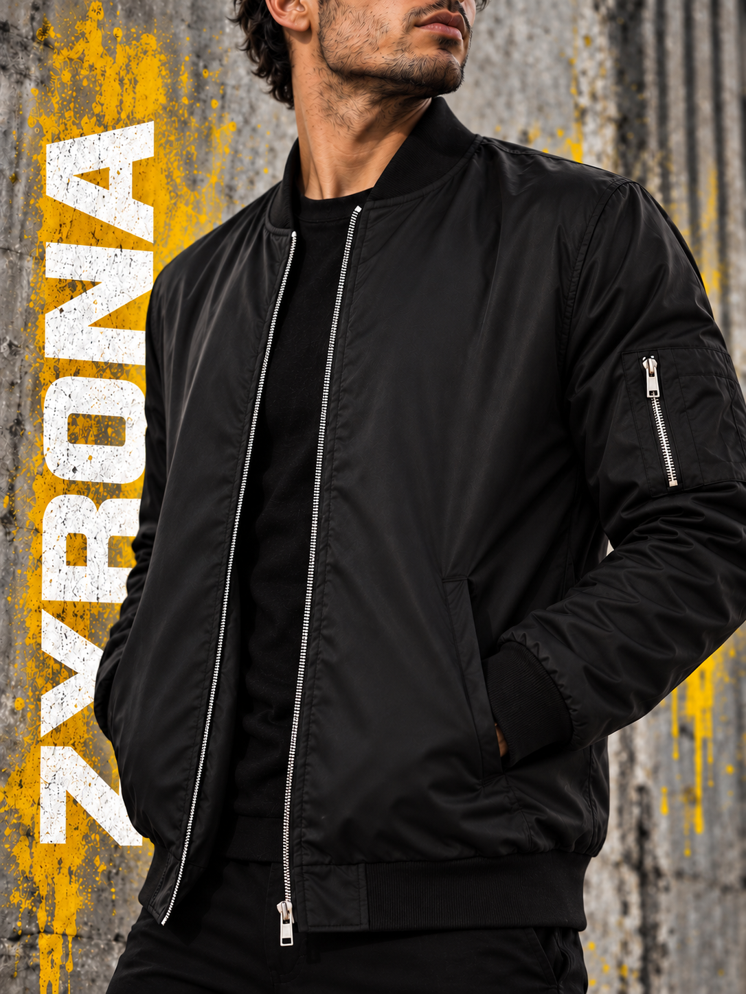 ZYRONA Men Sleeve Zipper Casual Jacket