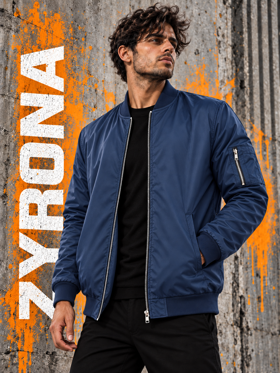 ZYRONA Men Sleeve Zipper Casual Jacket
