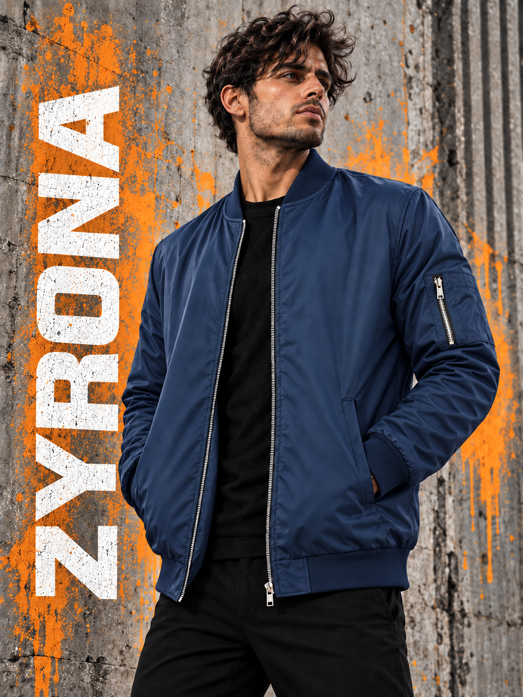 ZYRONA Men Sleeve Zipper Casual Jacket