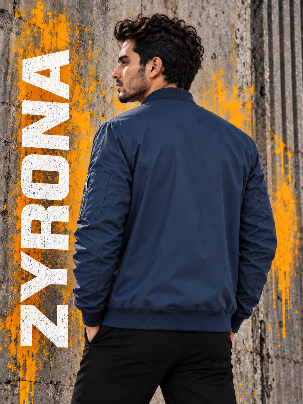 ZYRONA Men Sleeve Zipper Casual Jacket