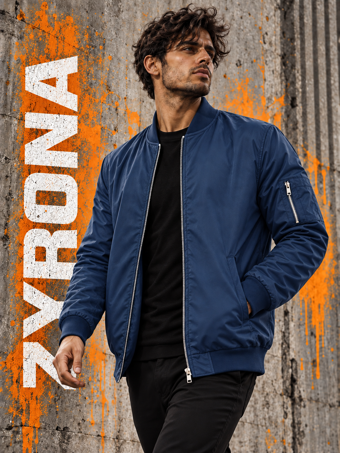 ZYRONA Men Sleeve Zipper Casual Jacket