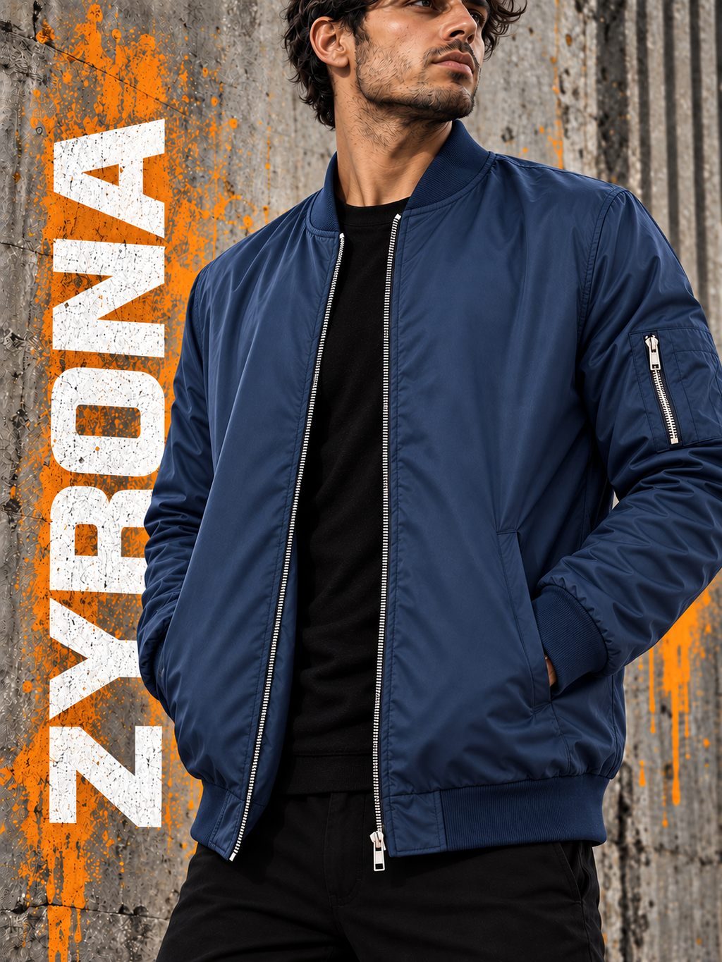 ZYRONA Men Sleeve Zipper Casual Jacket