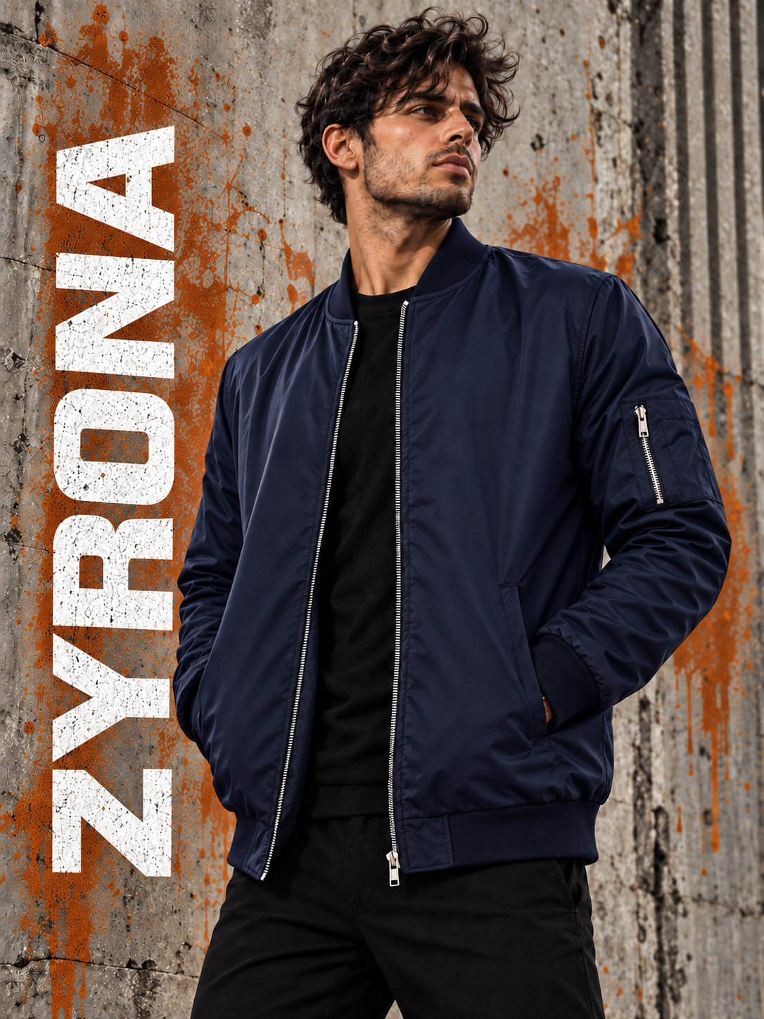 ZYRONA Men Sleeve Zipper Casual Jacket