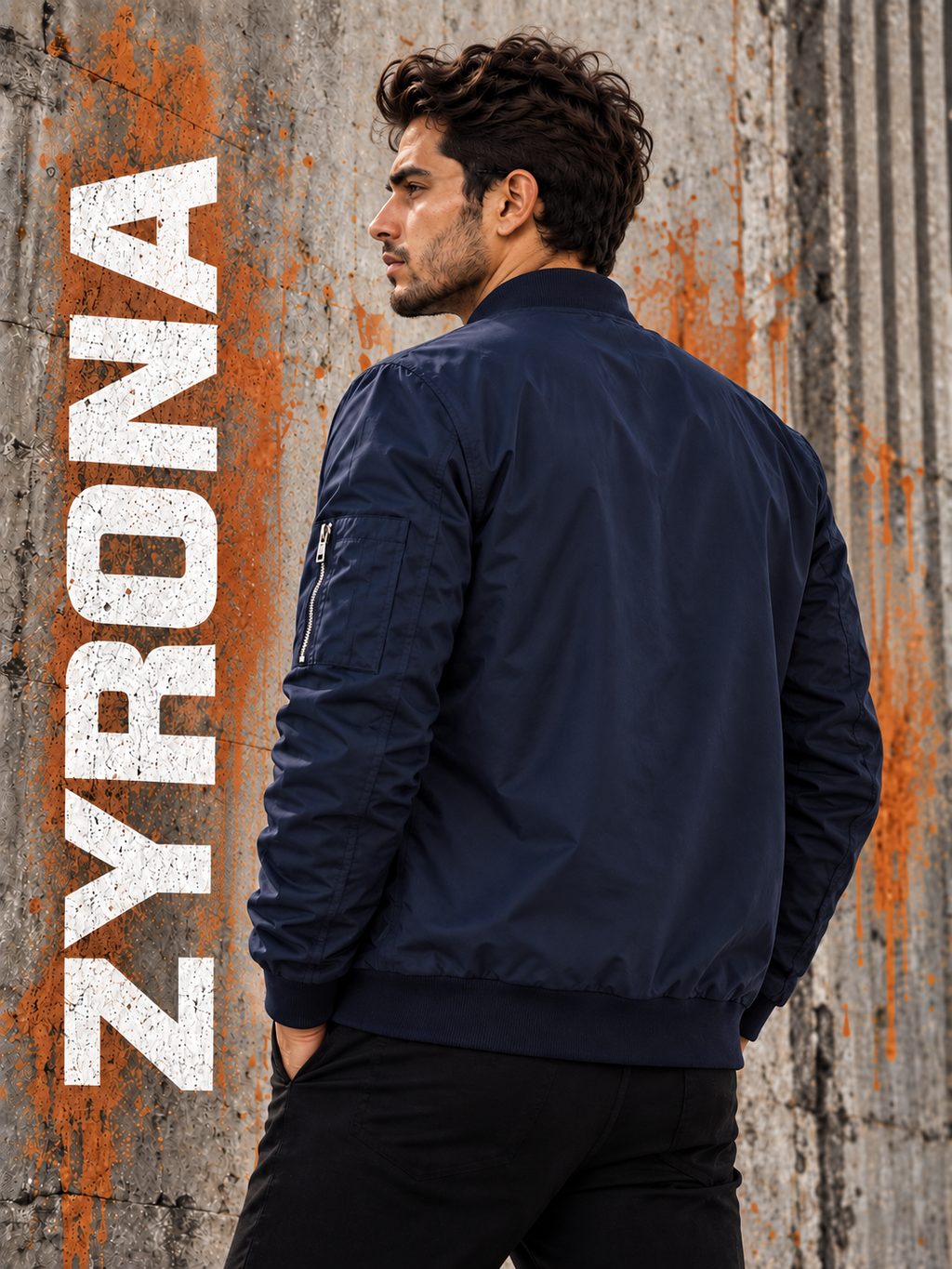 ZYRONA Men Sleeve Zipper Casual Jacket