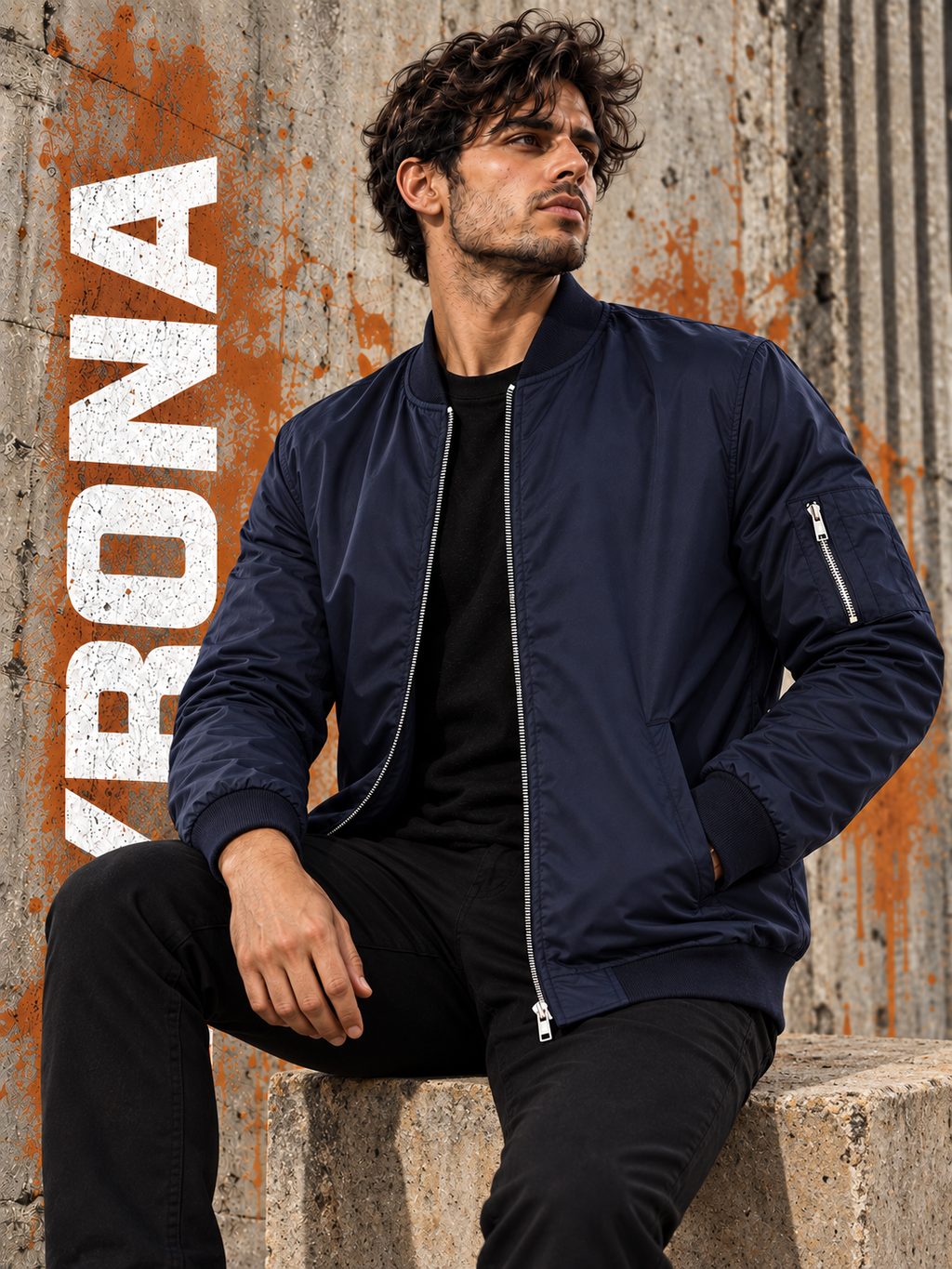 ZYRONA Men Sleeve Zipper Casual Jacket