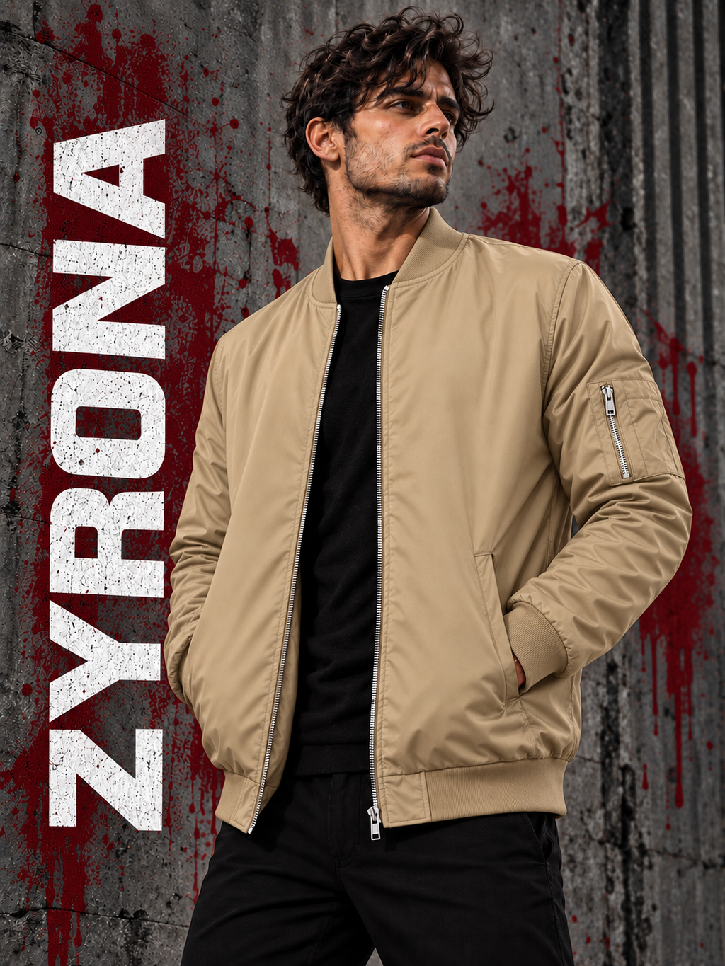 ZYRONA Men Sleeve Zipper Casual Jacket