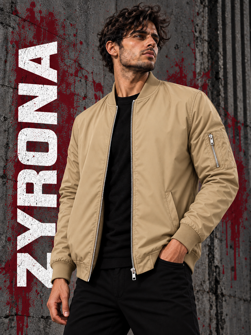 ZYRONA Men Sleeve Zipper Casual Jacket