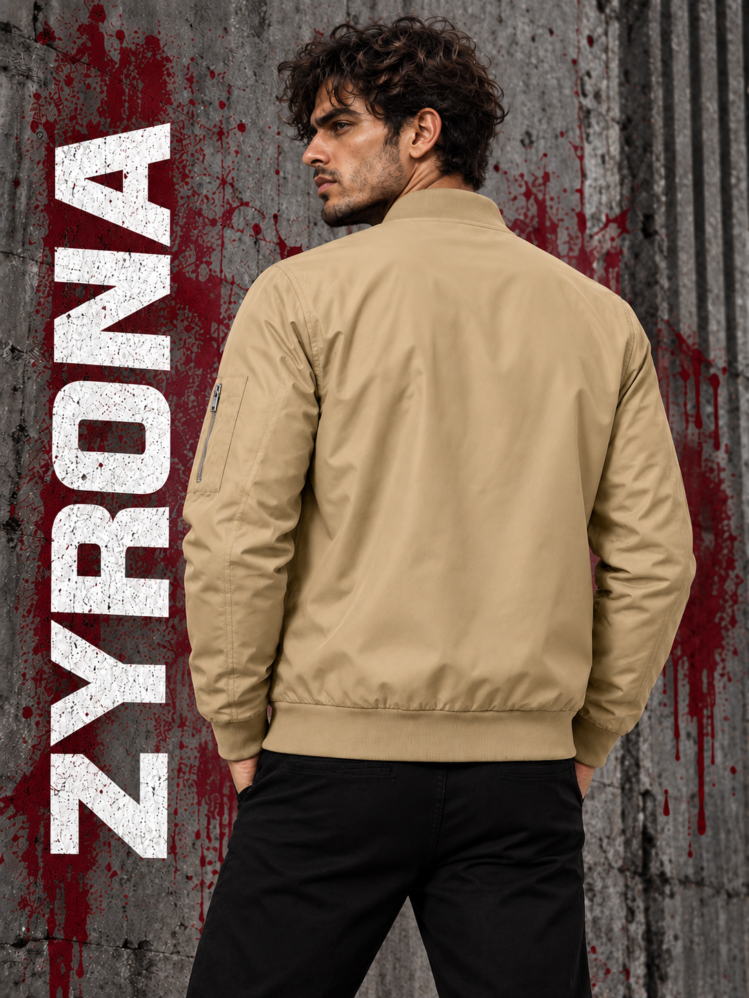 ZYRONA Men Sleeve Zipper Casual Jacket