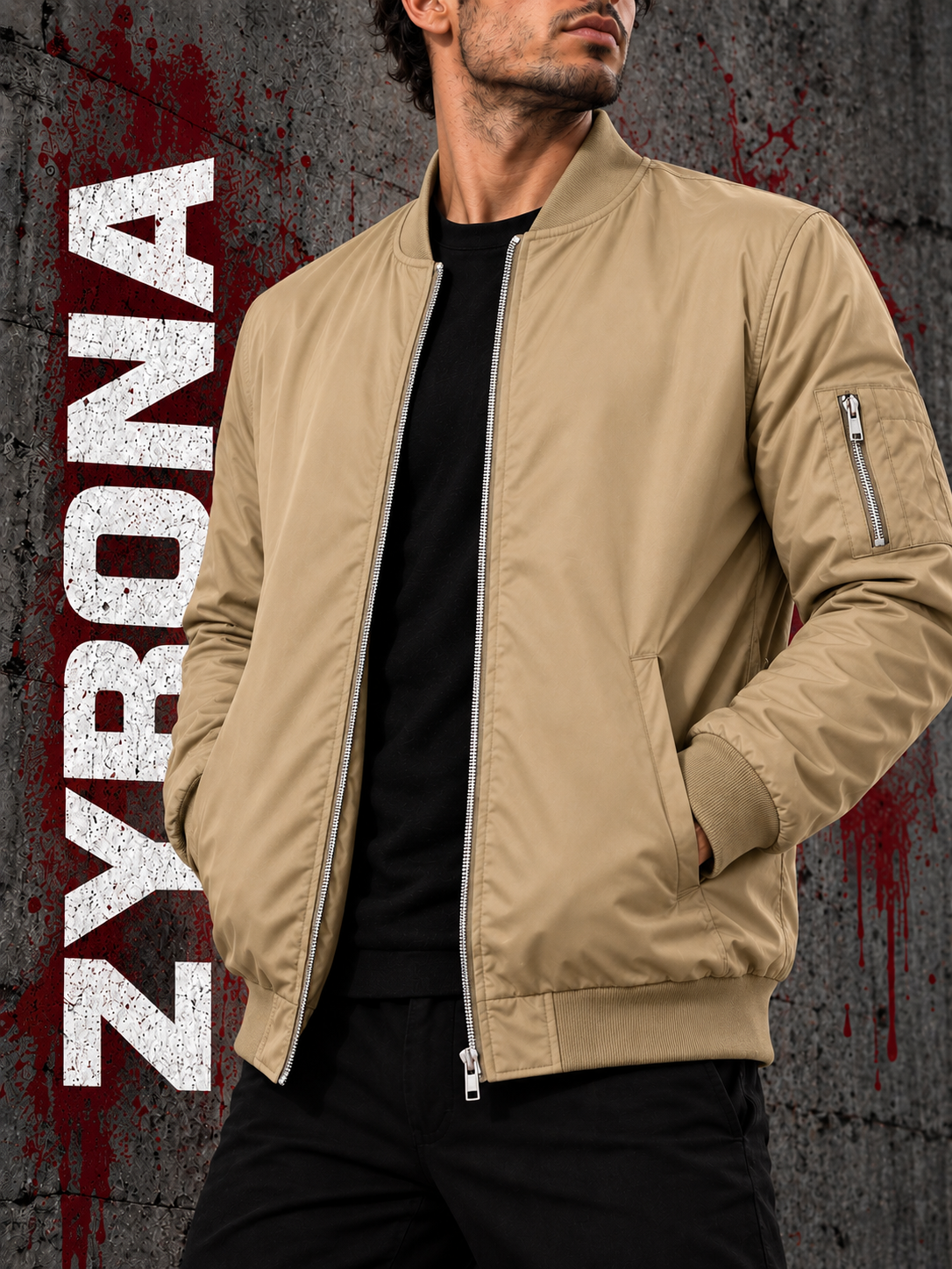 ZYRONA Men Sleeve Zipper Casual Jacket