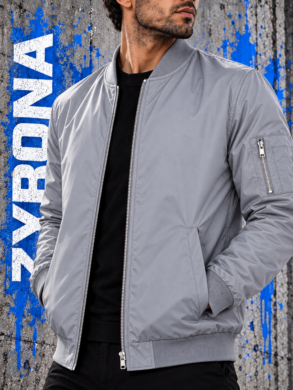 ZYRONA Men Sleeve Zipper Casual Jacket