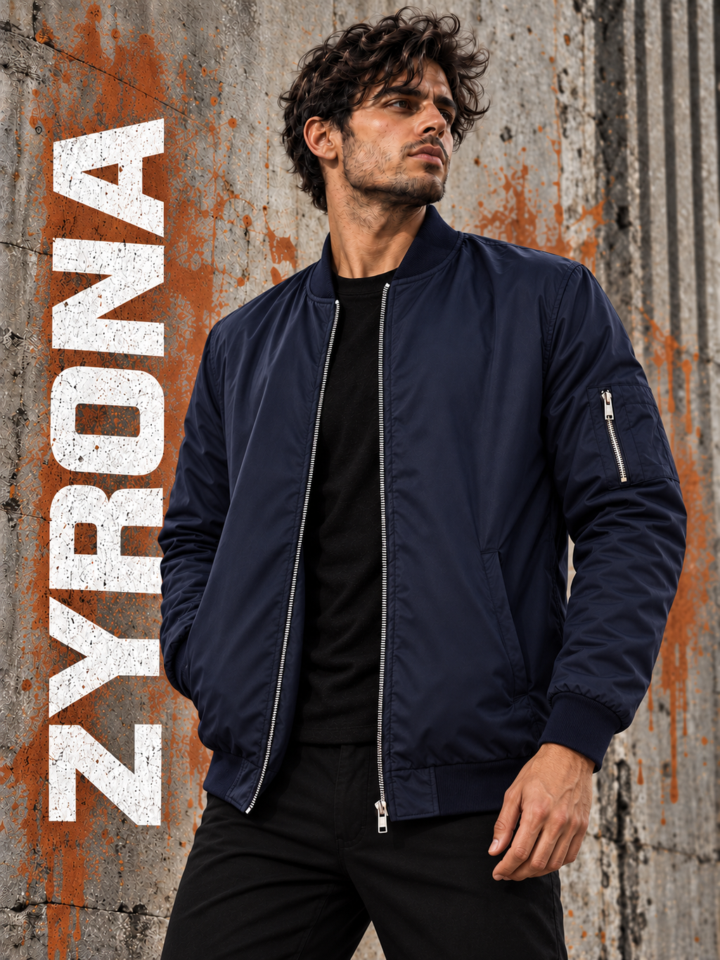 ZYRONA Men Sleeve Zipper Casual Jacket