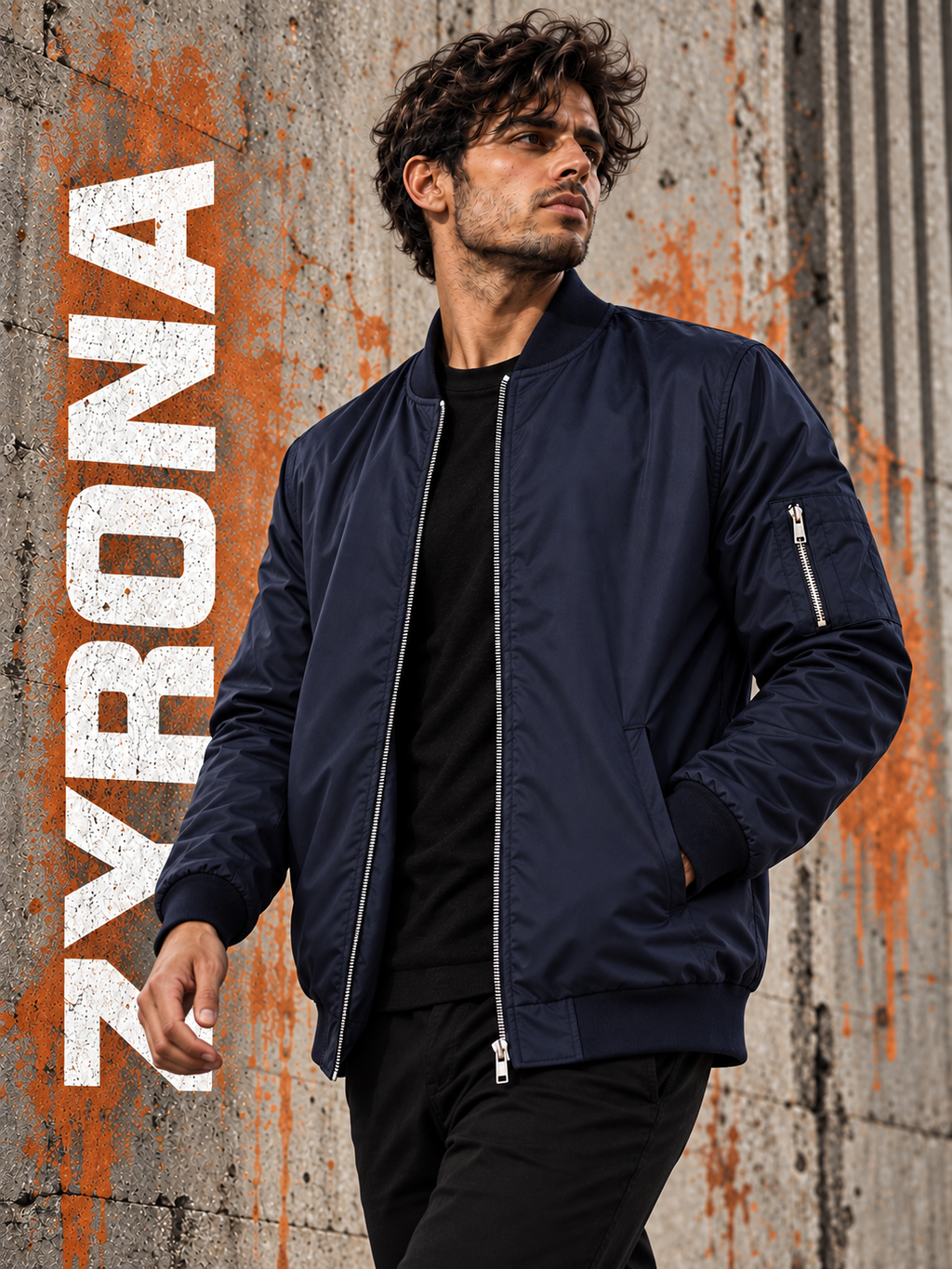 ZYRONA Men Sleeve Zipper Casual Jacket