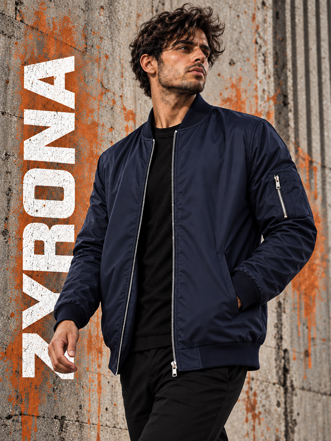 ZYRONA Men Sleeve Zipper Casual Jacket