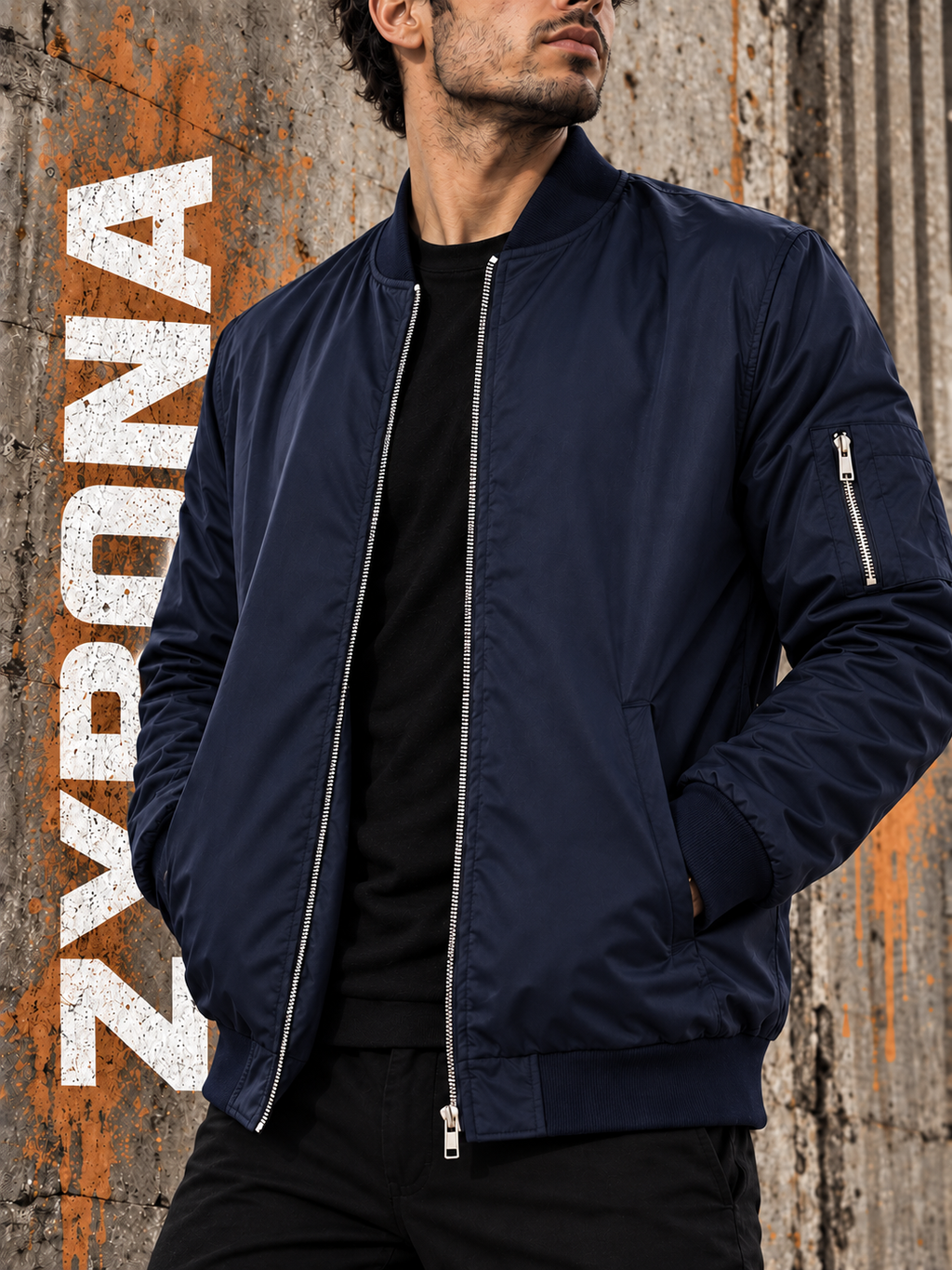 ZYRONA Men Sleeve Zipper Casual Jacket