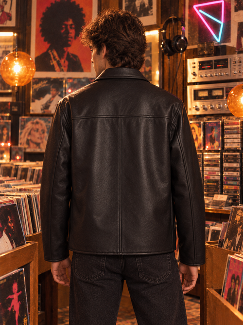 ZYRONA Men 80s Styled Solid Faux Leather Jacket