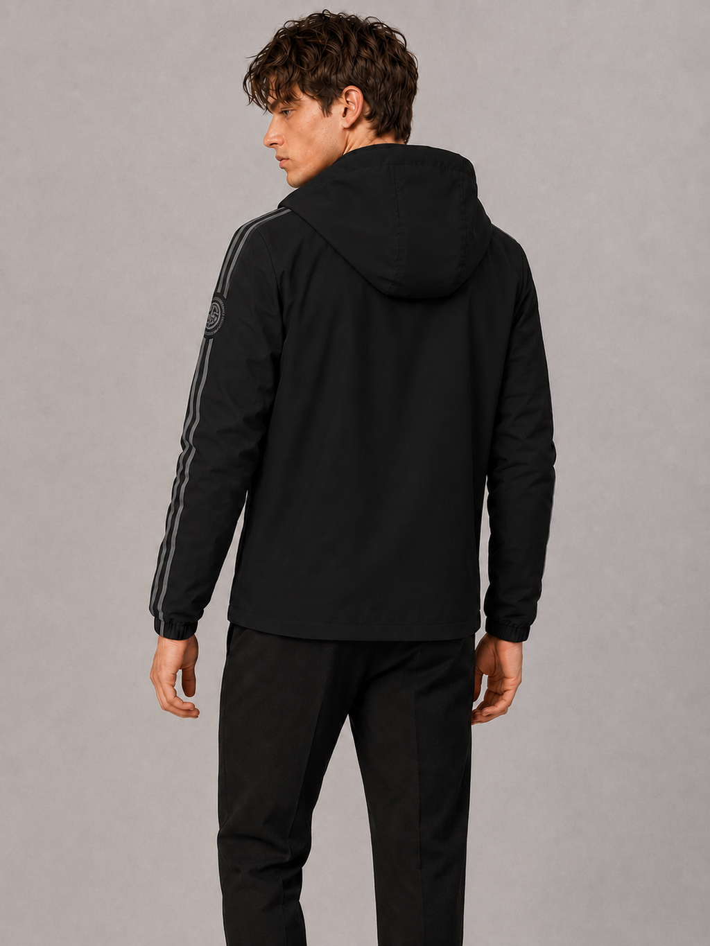 Zyrona Men's Solid Hooded Windbreaker Jacket