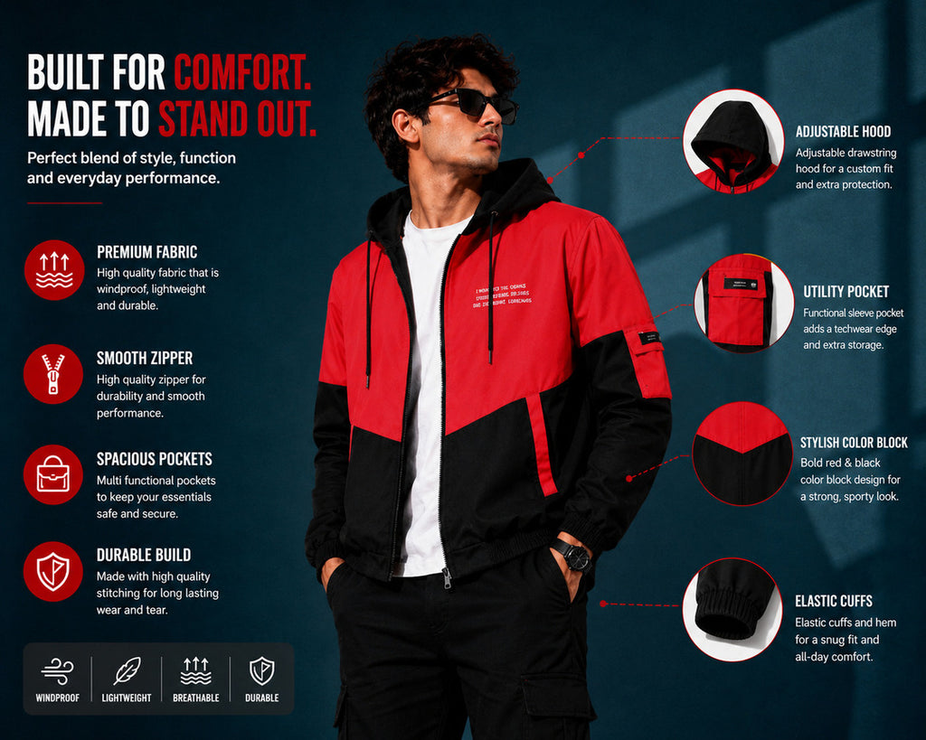 ZYRONA Men Colorblock Casual Jacket
