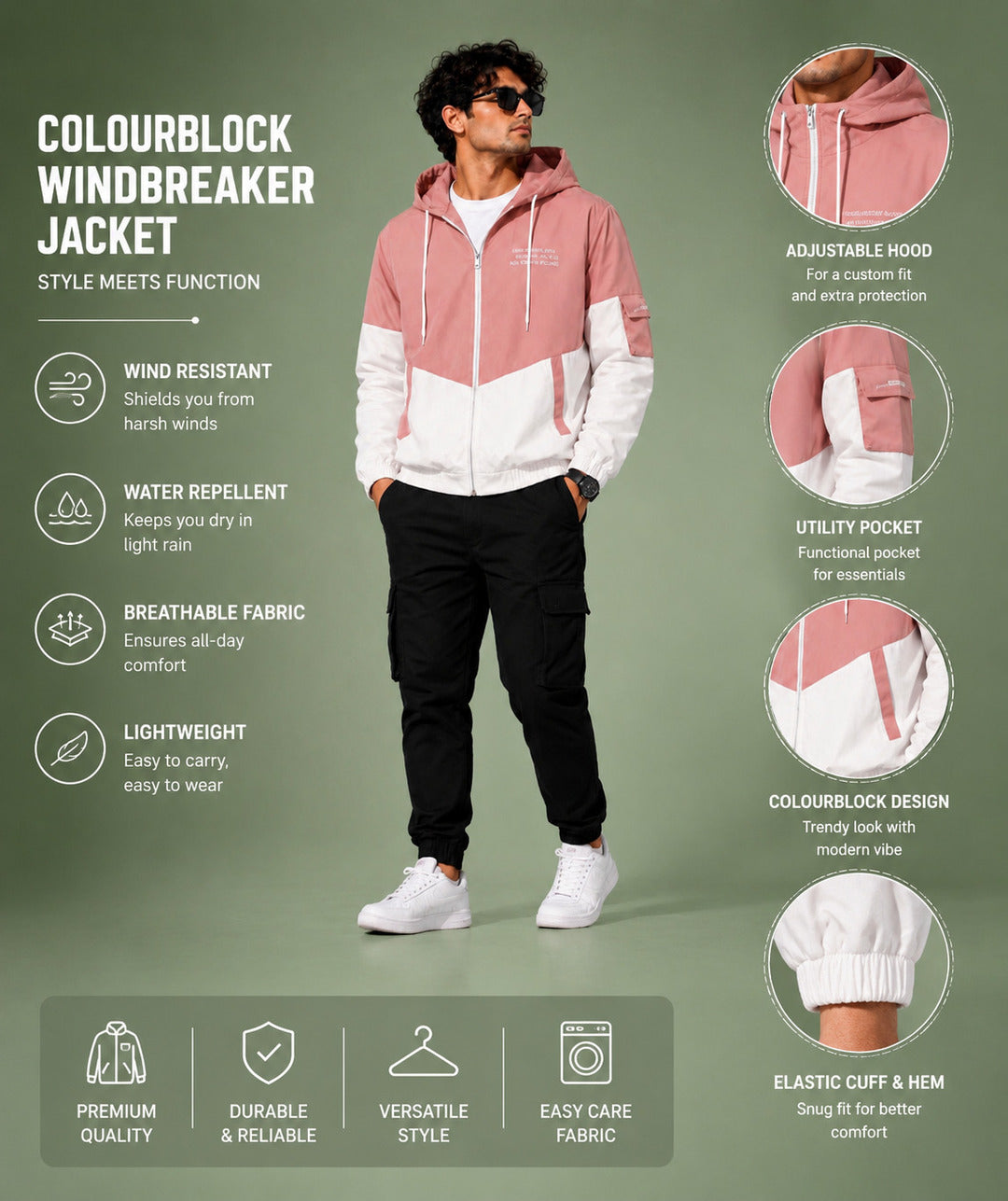 ZYRONA Men Colorblock Casual Jacket