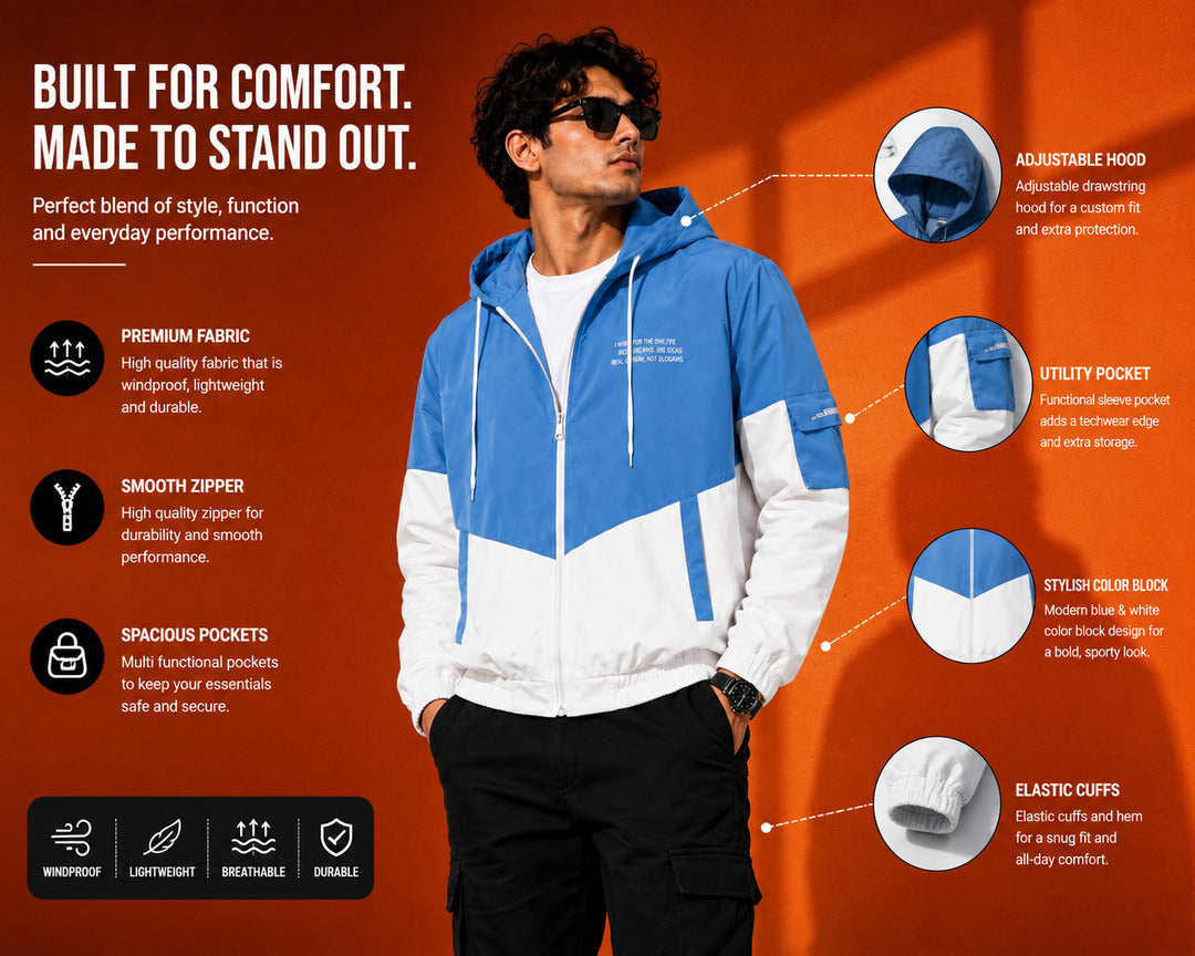 ZYRONA Men Colorblock Casual Jacket