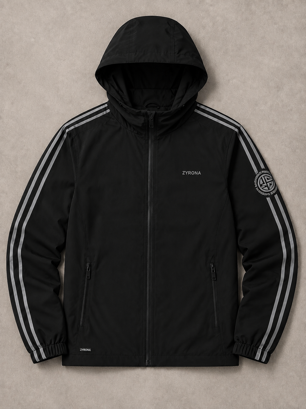 Zyrona Men's Solid Hooded Windbreaker Jacket