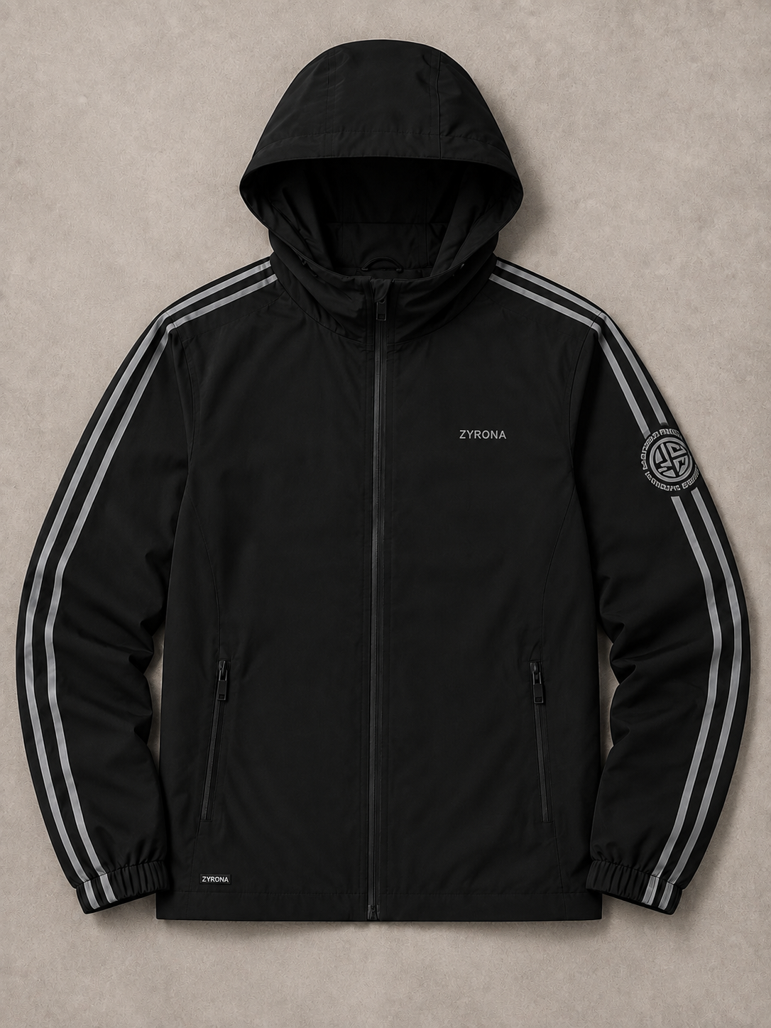 Zyrona Men's Solid Hooded Windbreaker Jacket