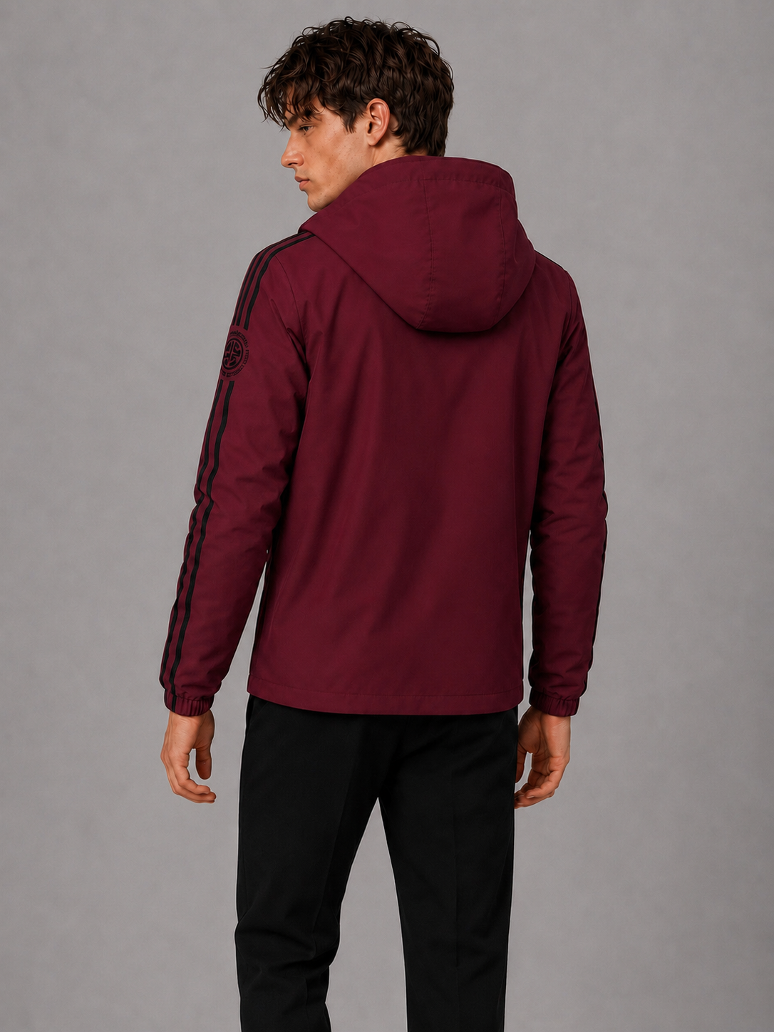 Zyrona Men's Solid Hooded Windbreaker Jacket