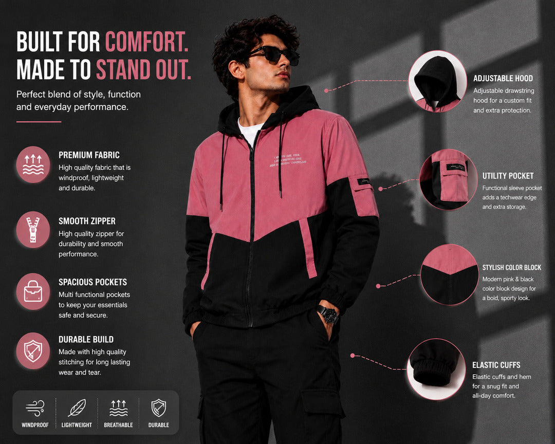 ZYRONA Men Colorblock Casual Jacket