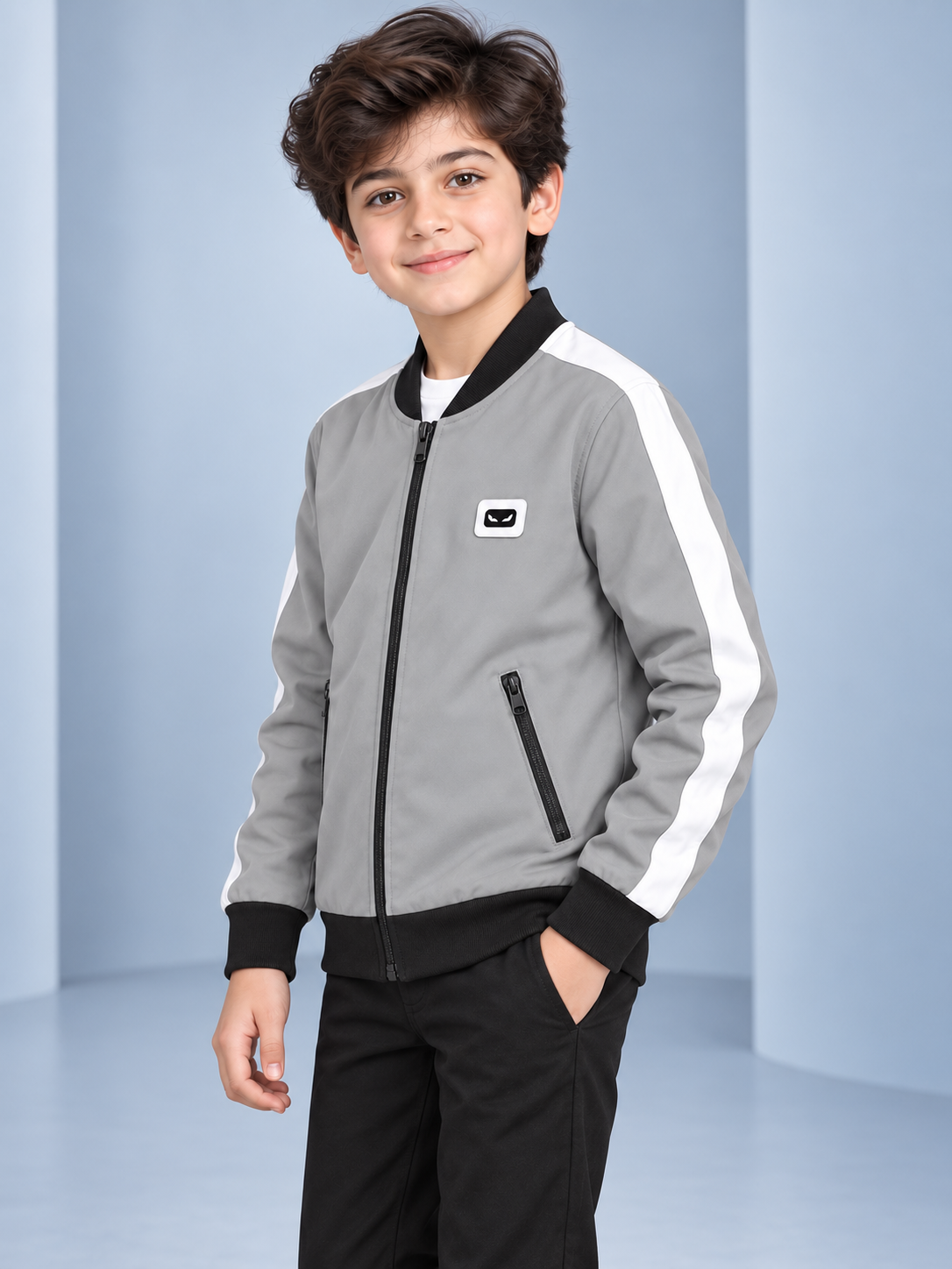 ZYRONA Boys Full-Zip Lightweight Track Jacket with High Collar