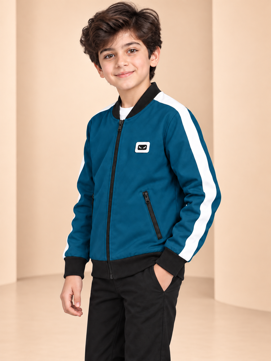ZYRONA Boys Full-Zip Lightweight Track Jacket with High Collar