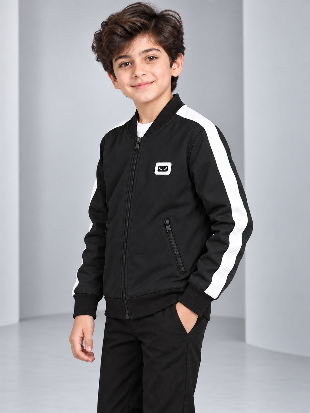 ZYRONA Boys Full-Zip Lightweight Track Jacket with High Collar