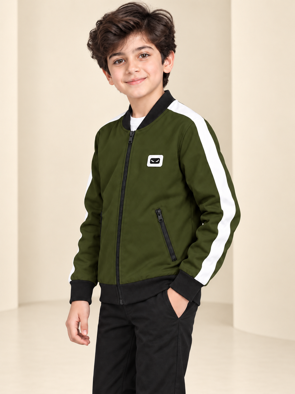 ZYRONA Boys Full-Zip Lightweight Track Jacket with High Collar